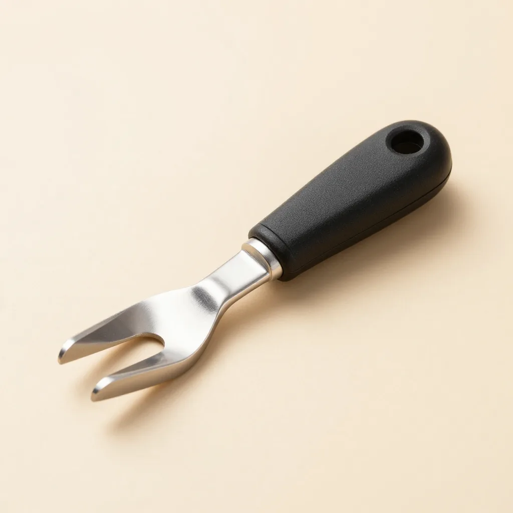 An ergonomic hand fork on a light background