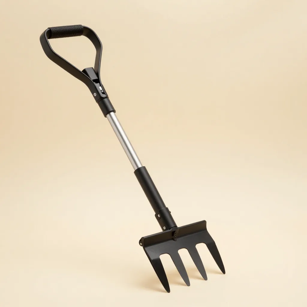 An ergonomic cultivator on a light background